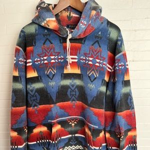 Polo Ralph Lauren Aztec Southwestern Beacon Fleece Hoodie Serape Mens XL